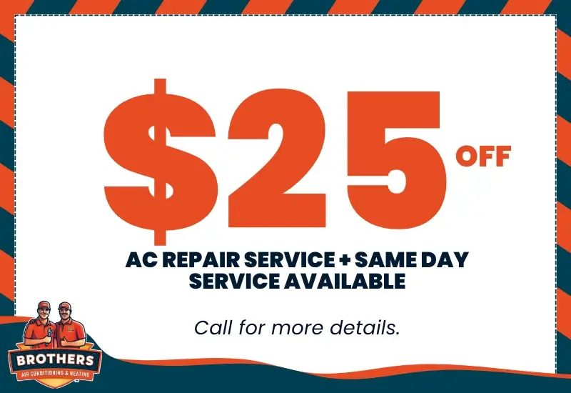$25 off AC repair service + same-day service available