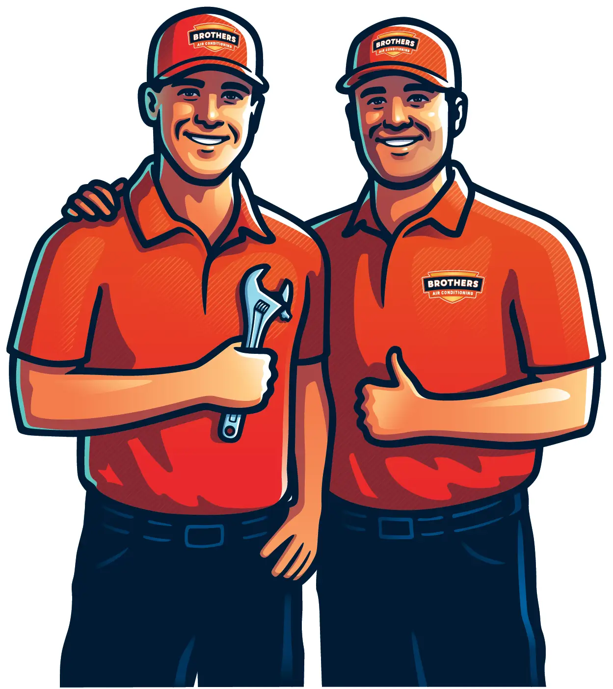 Two Brothers HVAC mascots